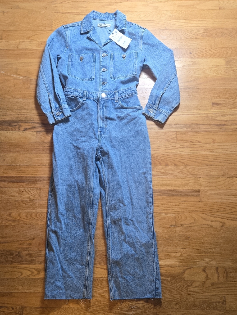 Zara Light Blue Denim Jumpsuit - Picture 2 of 8
